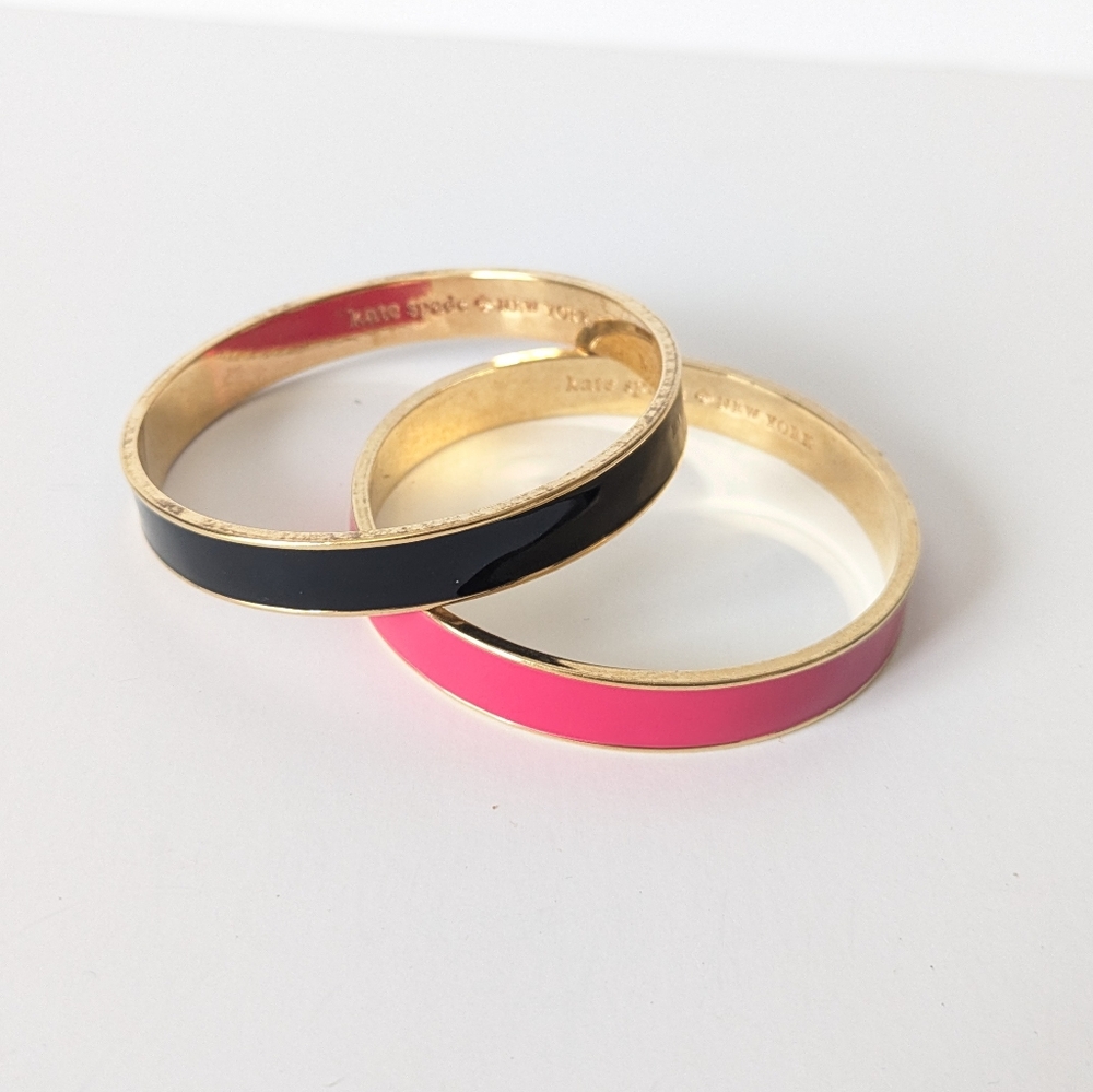(2) Kate Spade Pink & Black Enamel Bracelets